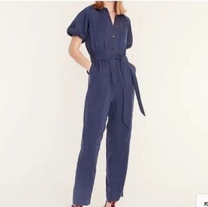 J. Crew Blue Tencel Button Jumpsuit Size 4
